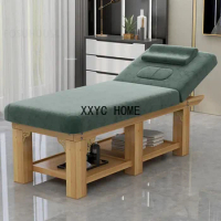 Beauty Salon Special Massage Table Spa Bed Bold Reinforcement with Chest Hole Multifunction Massage Bed Solid Wood Massage Bed C