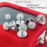 Elegant Brooch 1set [FREE BOX] Eksklusif Butang Baju Melayu Nikah Batu Korea Button Muslimin BT23