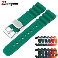 22mm Silicone Watchband Men Diver Waterproof Rubber Replacement Bracelet Straps For Seiko Watch Waterproof Sport Universal Band