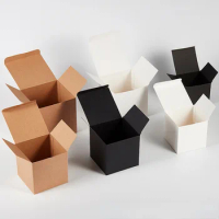 20/50pcs Multi Size Square Kraft Gift Box Black White Brown Fold Packaging Gift Box Proposal Box For Bridal Birthday Party