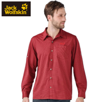 【Jack Wolfskin 飛狼】男 彈性長袖排汗襯衫『磚紅』