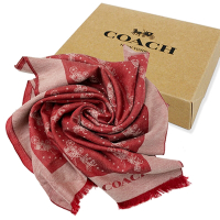 COACH 經典馬車100%羊毛絲巾圍巾禮盒(紅)