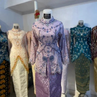 Set Kebaya Chantily Lilac + Rok Songket Size M untuk Wanita Dress Elegan