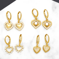 FLOLA Copper Zircon White Stone Gold Plated Infinity Drop Earrings For Women Heart Dangle Earrings Lover Jewelry Gifts erst96