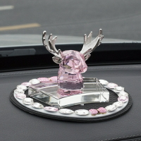 水晶鹿頭汽車擺件 女神款車用裝飾香水座創意車上車內飾品擺件