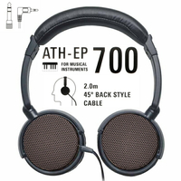 耀您館★日本Audio-Technica鐵三角樂器專用開放型動圈式L型3.5mm監聽耳機ATH-EP700(耳罩可折水平;40mm驅動;附6.3mm轉接器;線長2米)亦適錄音設備【全館299超取免運】