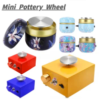 Electric Pottery Wheel Potter's Wheel Forming Machine Mini Pottery Turntable With Tray &amp; Sculpting Kit DIY Ceramic Clay Tools