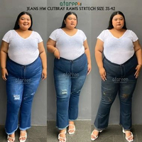 Afareen - Celana Jeans Cutbray Highwaist Wanita Jumbo/ Celana Jeans Sobek Bootcut Celana Jeans Cutbr