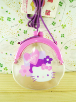 【震撼精品百貨】Hello Kitty 凱蒂貓-造型塑膠零錢包附繩-紫愛心