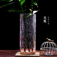 竹子富貴竹40cm玻璃透明竹銀柳養大號轉運裂紋家用花瓶高碎冰冰裂
