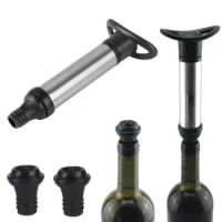 1 Set Stainless Steel Vacuum Wine Saver Preserver Pump With 6 Vacuum Bottle Stoppers Set Wine Pump Barware Christmas Gift