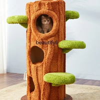 Cat Climbing Frame Large Cat Tree Jumping Platform Integrated Luxury Solid Wood Shelf Villa Cat Nest Does Not Cover a Tree Hole
