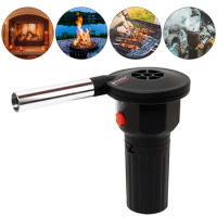 BBQ Electric Fan Air Blower Aluminum Alloy Barbecue Air Blower Handheld Barbecue Grill Fire Bellow Grill Tool for Picnic Camping