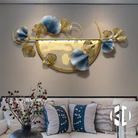 新中式銀杏葉個性墻壁掛件客廳臥室家用鐵藝墻飾精致壁掛【聚物優品】