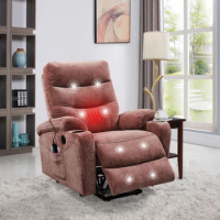 Electric Power Lift Recliner Chair Sofa with Massage and Heat for Elderly, 3 Positions, 2 Side Pockets and Cup Holders, USB Port