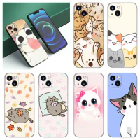 Cute kawaii cat Black Silicone Phone Case For Apple iPhone 12 13 Mini 11 14 15 Pro Max 7 8 Plus X XR XS SE 2020 2022