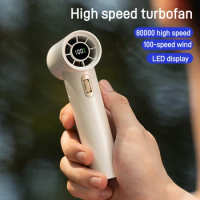 Portable Hand Fan 100 Wind Speeds USB Rechargeable Electric 80000RPM High Speed Wind Blower Desktop Travel Pocket Fan Air Cooler