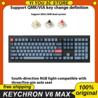 Keychron V6 Max Mechanical Keyboard Bluetooth Wireless Gasket Structure Qmk/Via Knob Rgb Hot Swap 108 Key Custom Game Keyboard