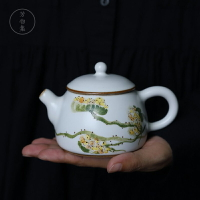 新中式純手工茶壺景德鎮手繪茶器功夫茶具禮盒小套組復古禪意蓮蓬