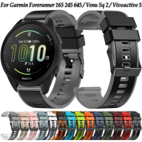 20mm Watch Band For Garmin Forerunner 165 245 645 55 Silicone Strap For Garmin Vivoactive 3 5 Venu Sq 2 Music Bracelet correa