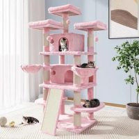 68 Inches Cat Tree Cat Tree House and Towers for Large Cat Tree Scratching Post Multi-Level Large condo