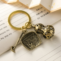黃銅葫蘆鑰匙扣簸箕掛件創意個性汽車鏈鎖匙圈環網紅掛飾