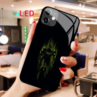 The Hulk Luminous Tempered Glass phone case For Apple iphone 12 11 Pro Max XS mini Acoustic Control Protect LED Backlight cover