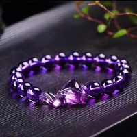 開光 天然紫水晶狐貍手鏈 紫水晶九尾靈狐手串 女水晶飾品