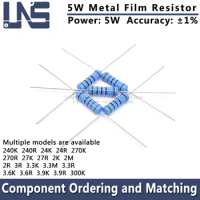 10pcs 5w Metal Film Resistor 1% 240K 240R 24K 24R 270K 270R 27K 27R 2K 2M 2R 3.0R 3.3K 3.3M 3.3R 3.6K 3.6R 3.9K 3.9R 300KOhm