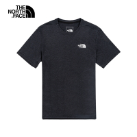 【The North Face 官方旗艦】北面男款黑灰拼接吸濕排汗短袖T恤｜536QKS7 排汗衫