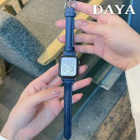 【DAYA】Apple Watch 1-9代/SE/Ultra 42/44/45/49mm 真皮細錶帶 午夜藍