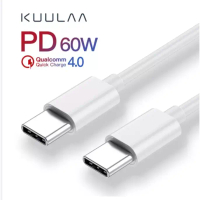 สาย USB Type C เป็น USB Type C, 60W PD QC 4.0 ชาร์จเร็ว, สาย USB-C, เข้ากันได้กับ Samsung และ Xiaomi