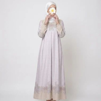 Gamis Silk Motif Etnik Floral Pastel / Dress Muslimah Sutra Silk Luxury Kondangan Eid Mewah Busui Fr