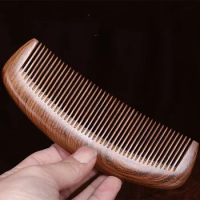 Natural Peach Solid Wood Comb Engraved Peach Wood Healthy Massage Anti-Static Comb Hair Care Tool Gift for girl women
