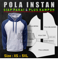 POLA INSTAN HOODIE JUMPER RAGLAN MENGGUNAKAN KERTAS DUPLEX 250gr