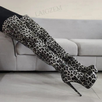 ZHIMA Women Thigh High Boots Full Back Zipper Platform Thin High Heels Boot Over Knee Party Shoes Woman Plus Size 41 45 48 52