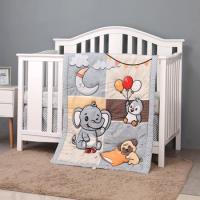 3 pcs Baby Crib Bedding Set for boys and girls hot sale including quilt, crib sheet, crib skirt