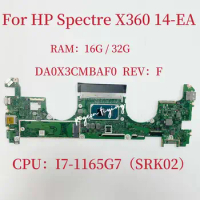 DA0X3CMBAF0 Mainboard For HP Spectre X360 14-EA Laptop Motherboard CPU:I7-1165G7 SRK02 RAM: 16GB / 32GB M47448-601 100% Test OK