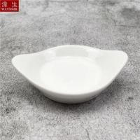 Pan Shaped White Porcelain Snack Dish Hotel Breakfast Dinner Oil Soy Sauce Household Tableware Ceramics Buffet Washabi Plate