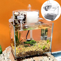 Mini Desktop Fish Tank Set with cover Water Filter 2.5W Submersible Pump ecological aquarium transparent fish tank Home Decor