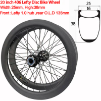 20 Inch Carbon Bike Disc Wheel 406 Folding 20inch Wheelset With 6 Bolt Front Lefty 1.0 Hub Rear 135mm