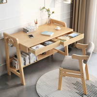 【AOTTO】北歐風實木雙抽升降書桌-100公分(書桌 電腦桌 辦公桌 桌子 工作桌)