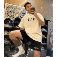 ÁThun Lạnh Unisex Tay Lỡ 11 Giờ 11 Phút Cotton Cổ Tròn Áo Nam Menswear