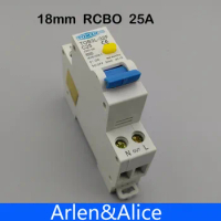 18MM RCBO 25A 1P+N 6KA Residual current differential automatic Circuit breaker with over current and Leakage protection
