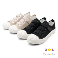 【101 玩Shoes】mit. 舒適真皮鞋墊厚底帆布餅乾鞋(黑色/卡其.36-40碼)