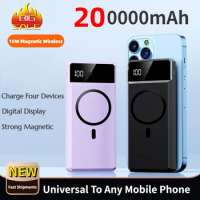 New Power Bank 200000mAh Wireless Power Bank Magnetic Qi Portable Powerbank Type C Mini Fast Charger For iPhone Samsung MaCsafe