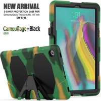 Three Layer Protection Shockproof Silicone Hybrid Case Cover with Kickstand for Samsung Galaxy Tab S5E 10.5 T720 T725 Tablet+Pen