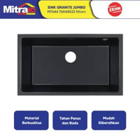 Sink Granite Jumbo Zehn 76x44x22cm Hitam M7644 - Granite Sink Black [INCLUDE PACKING KAYU]