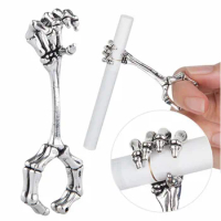 Hand Bone Smoking Ring Cigarette Holder Thick Smoke Cigarette Holder Holder Skull Pattern Cigarette Adjustable Ring