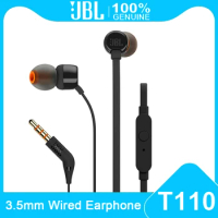 JBL T110 3.5mm Wired Earphones Stereo Music Deep Bass Earbuds TUNE110 Headset Sport Earphone In-line Control Hands-free With Mic